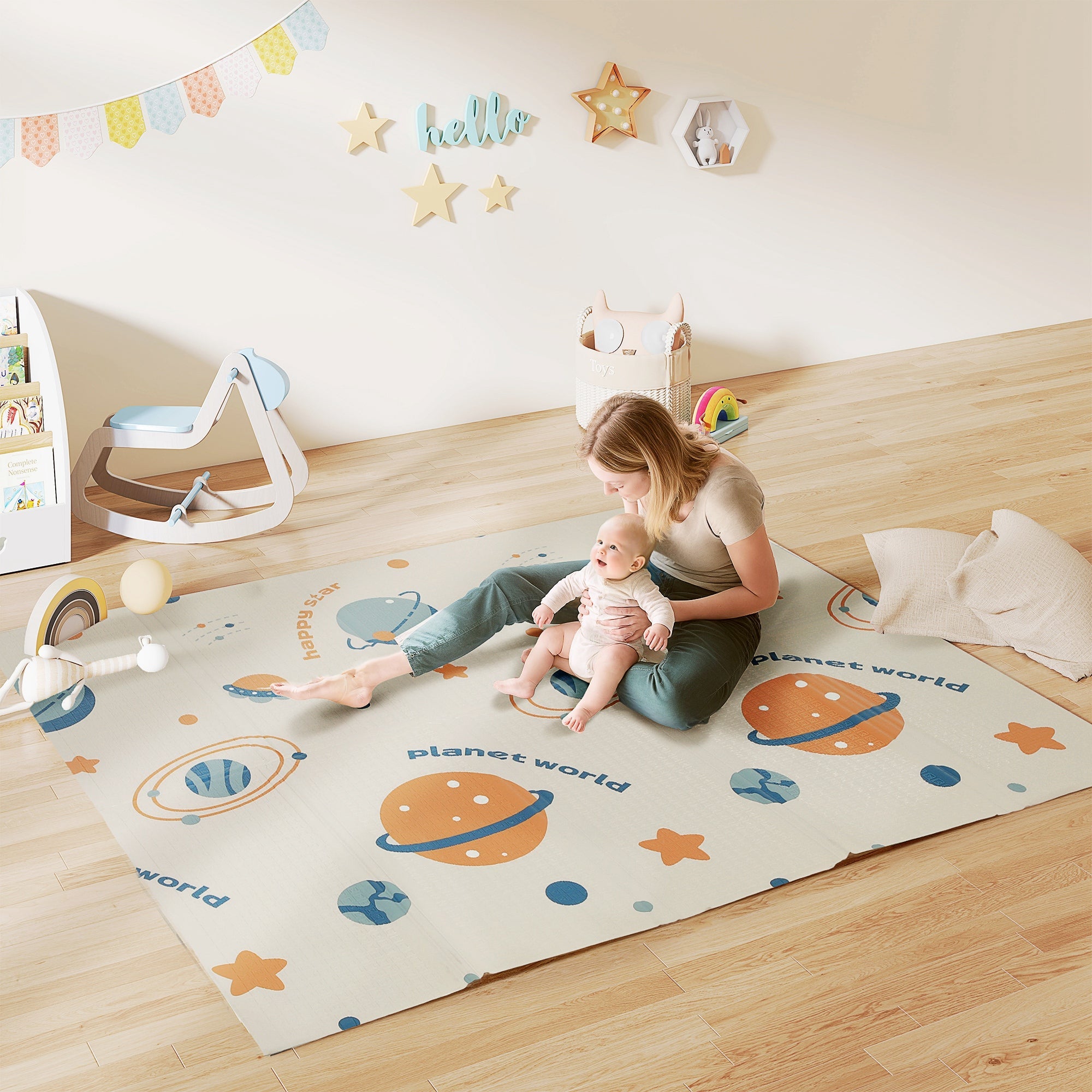 AIYAPLAY Baby Play Mat, Double Sideded Foldable Kids Crawling Mat, Reversible & Waterproof, Astronaut and Planet AIYAPLAY Baby Play Mat, Double Sideded Foldable Kids Crawling Mat, Reversible & Waterproof, Astronaut and Planet