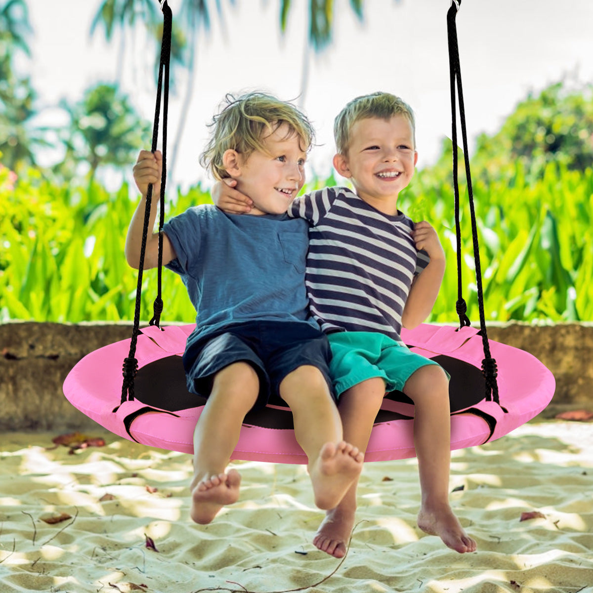 100cm Children Flying Saucer Tree Swing with Adjustable Rope- 100cm Children Flying Saucer Tree Swing with Adjustable Rope-