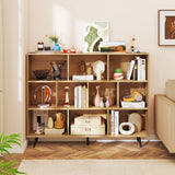 10-Cube Bookcase 140 CM Spacious Storage Organizer with 5 Tapered Metal Legs- 10-Cube Bookcase 140 CM Spacious Storage Organizer with 5 Tapered Metal Legs-