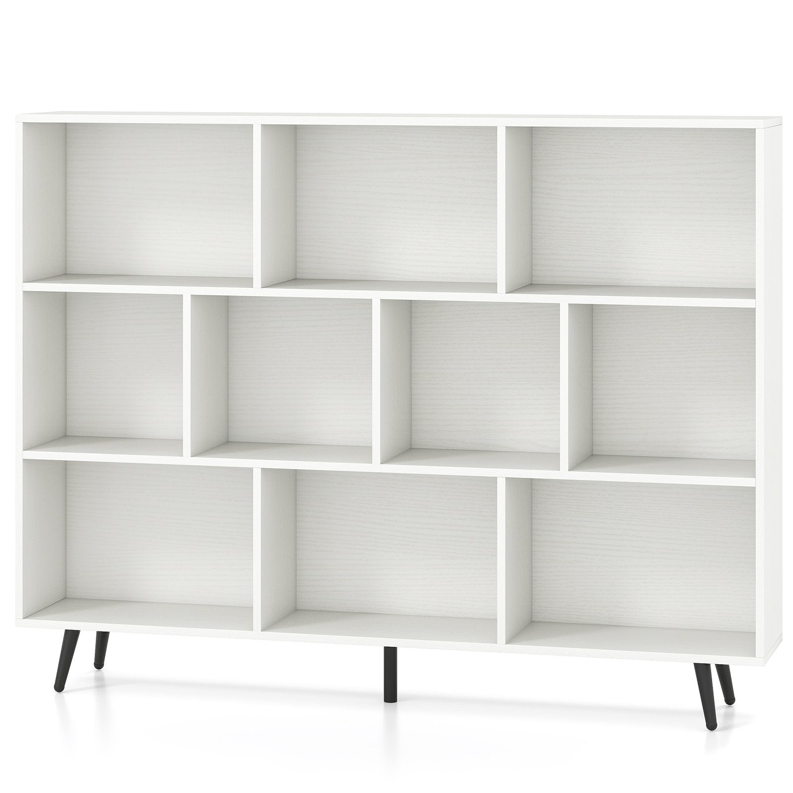 10-Cube Bookcase 140 CM Spacious Storage Organizer with 5 Tapered Metal Legs- 10-Cube Bookcase 140 CM Spacious Storage Organizer with 5 Tapered Metal Legs-