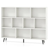 10-Cube Bookcase 140 CM Spacious Storage Organizer with 5 Tapered Metal Legs- 10-Cube Bookcase 140 CM Spacious Storage Organizer with 5 Tapered Metal Legs-
