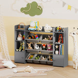 142 cm Large Toy Spacious Storage Organizer with 8 Removable Bins and Bookshelf- 142 cm Large Toy Spacious Storage Organizer with 8 Removable Bins and Bookshelf-