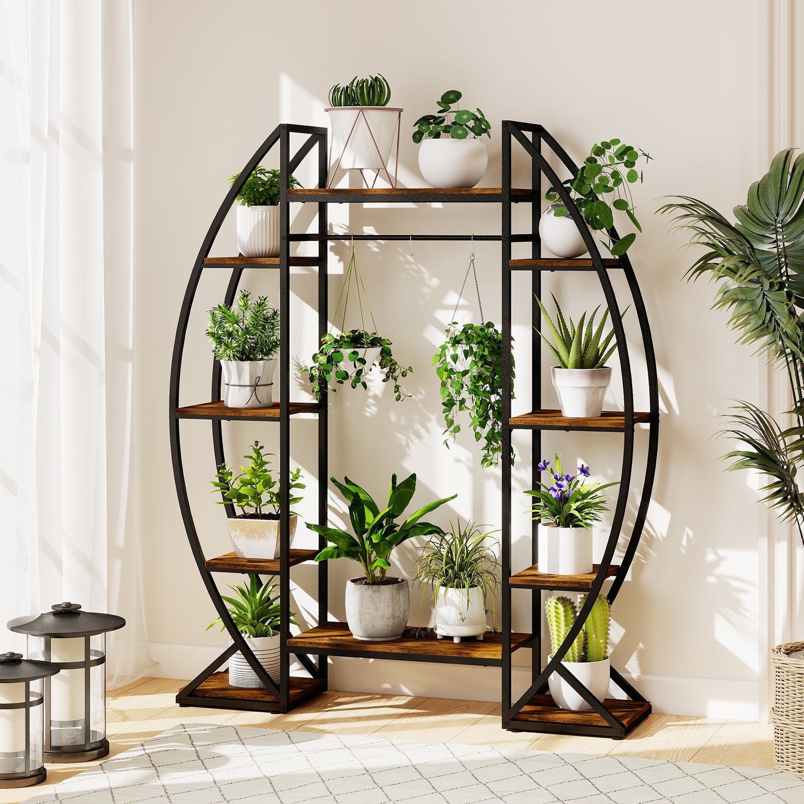 160CM Tall Indoor Plant Stand with Grow Lights-Coffee 160CM Tall Indoor Plant Stand with Grow Lights-Coffee