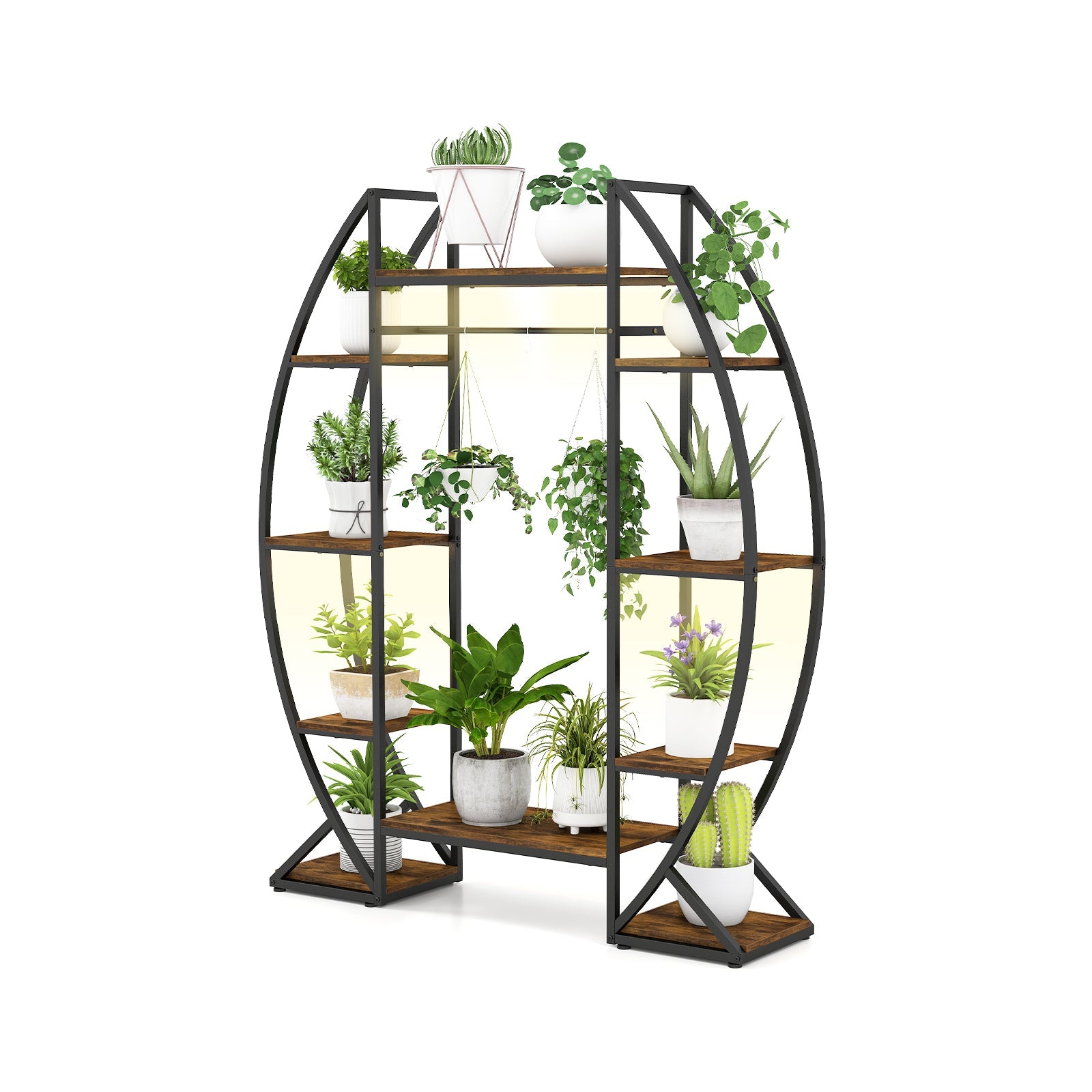 160CM Tall Indoor Plant Stand with Grow Lights-Coffee 160CM Tall Indoor Plant Stand with Grow Lights-Coffee