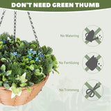 Elegant HOMCOM Artificial Flowers in Basket Set of 2, Artificial Hanging Baskets with PE Leaves, 18 Flowers and 3 Pinecones in Pot, Decorative Faux Plant for Home Office Decor, Green Elegant HOMCOM Artificial Flowers in Basket Set of 2, Artificial Hanging Baskets with PE Leaves, 18 Flowers and 3 Pinecones in Pot, Decorative Faux Plant for Home Office Decor, Green