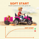 AIYAPLAY 12V Ride on Tractor and Trailer with Remote Control, Music, Shifter, Start-Up Sound, for Kids Ages 3-8 Years, Pink AIYAPLAY 12V Ride on Tractor and Trailer with Remote Control, Music, Shifter, Start-Up Sound, for Kids Ages 3-8 Years, Pink