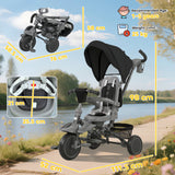AIYAPLAY 6 in 1 Foldable Kids Trike with Adjustable Parent Handle & Canopy for Ages 1-5, Black AIYAPLAY 6 in 1 Foldable Kids Trike with Adjustable Parent Handle & Canopy for Ages 1-5, Black