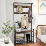 3-in-1 Coat Rack Freestanding Industrial Entryway Spacious Storage Shelf- 3-in-1 Coat Rack Freestanding Industrial Entryway Spacious Storage Shelf-