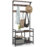 3-in-1 Coat Rack Freestanding Industrial Entryway Spacious Storage Shelf- 3-in-1 Coat Rack Freestanding Industrial Entryway Spacious Storage Shelf-
