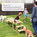 PawHut 3 Pieces Wooden Dog Agility Training Equipment with Soft Bridge, Pause Platform and Pet Stair for Outdoor, Natural Wood PawHut 3 Pieces Wooden Dog Agility Training Equipment with Soft Bridge, Pause Platform and Pet Stair for Outdoor, Natural Wood