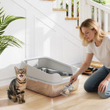 PawHut XL Stainless Steel Cat Litter Box with High Sides, Metal Scoop, 60 x 40 x 30 cm PawHut XL Stainless Steel Cat Litter Box with High Sides, Metal Scoop, 60 x 40 x 30 cm
