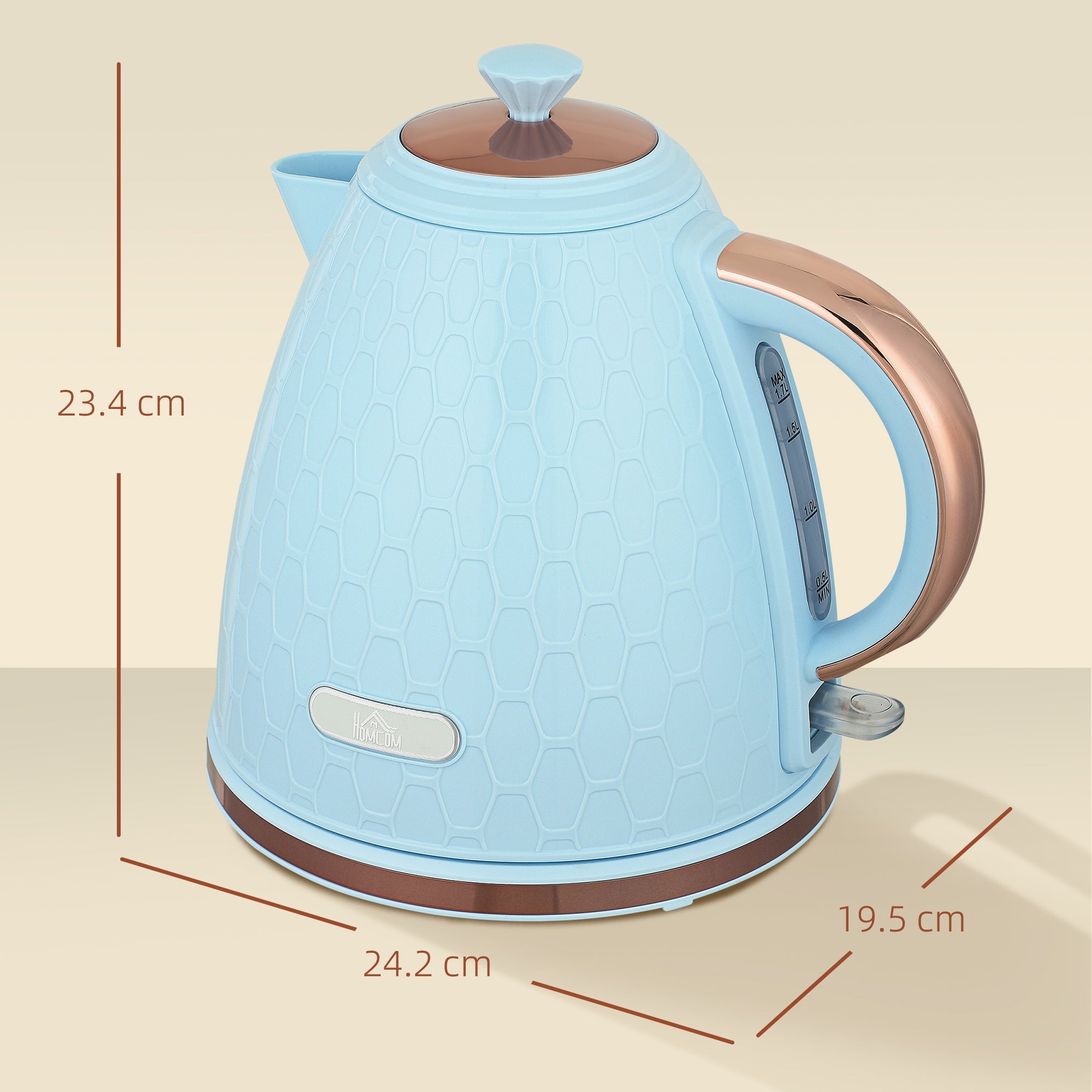 Elegant HOMCOM 3kW Rapid Boil Honeycomb Kettle - Light Blue Elegant HOMCOM 3kW Rapid Boil Honeycomb Kettle - Light Blue