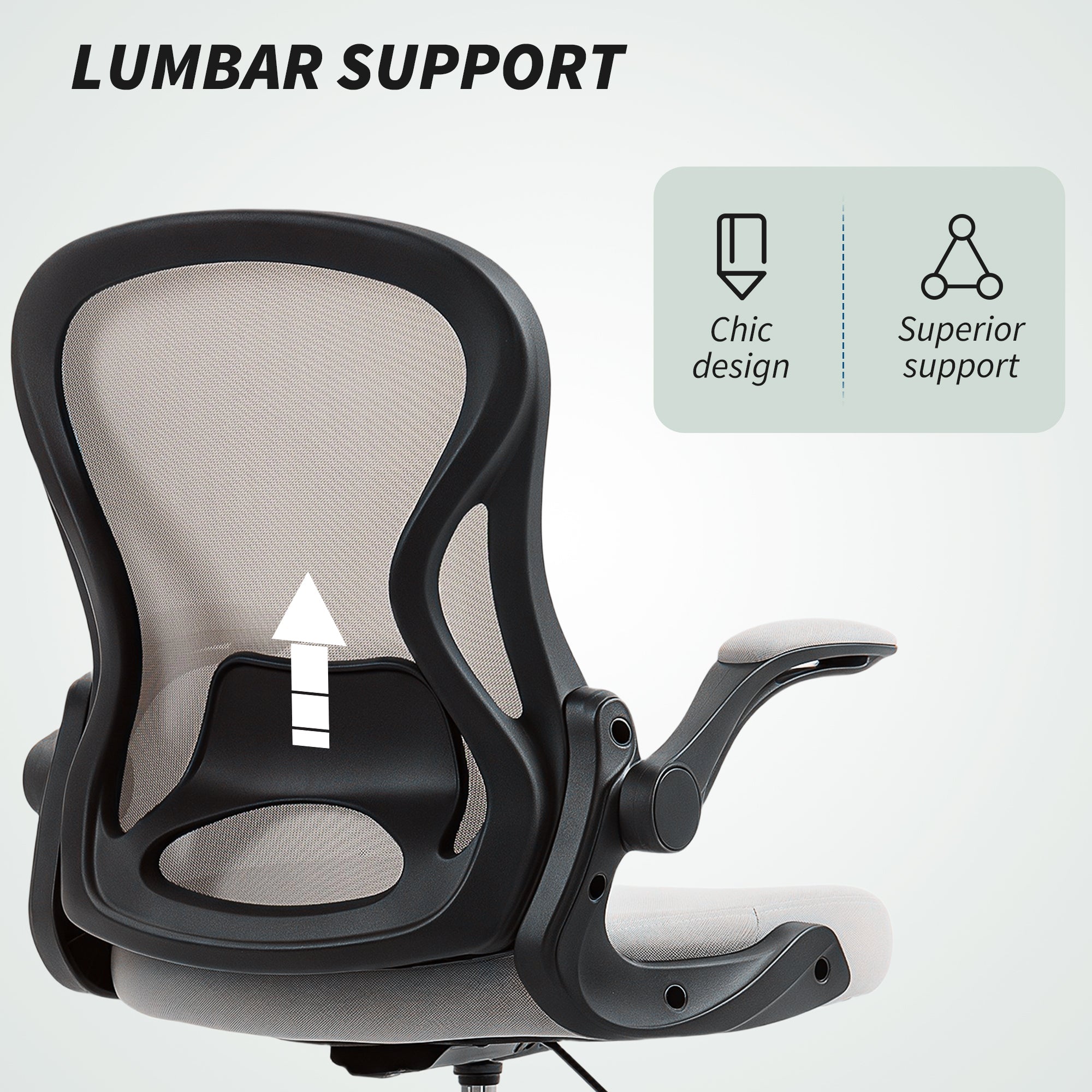 Vinsetto Adjustable Mesh Standing Desk Chair with Flip-up Armrests Lumbar Support Armrests Adjustable Footrest Ring in Sophisticated Grey Vinsetto Adjustable Mesh Standing Desk Chair with Flip-up Armrests Lumbar Support Armrests Adjustable Footrest Ring in Sophisticated Grey
