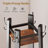 Elegant HOMCOM Industrial Coat Stand with 8 Hooks and 4 Shelves - Rustic Brown Elegant HOMCOM Industrial Coat Stand with 8 Hooks and 4 Shelves - Rustic Brown