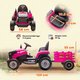 AIYAPLAY 12V Ride on Tractor and Trailer with Remote Control, Music, Shifter, Start-Up Sound, for Kids Ages 3-8 Years, Pink AIYAPLAY 12V Ride on Tractor and Trailer with Remote Control, Music, Shifter, Start-Up Sound, for Kids Ages 3-8 Years, Pink