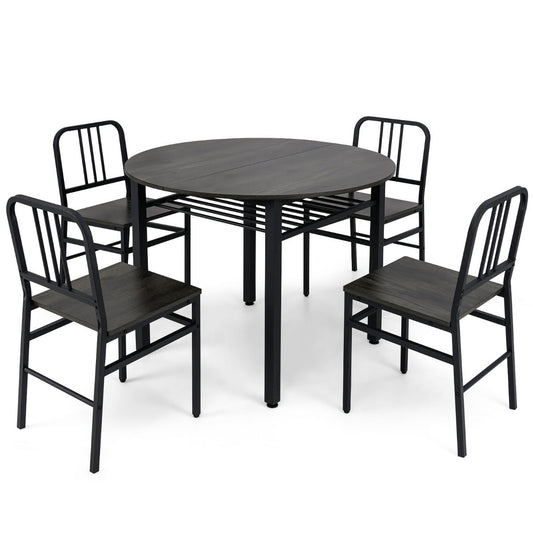 5 Piece Dining Table Set with Spacious Storage Rack for Dining Room