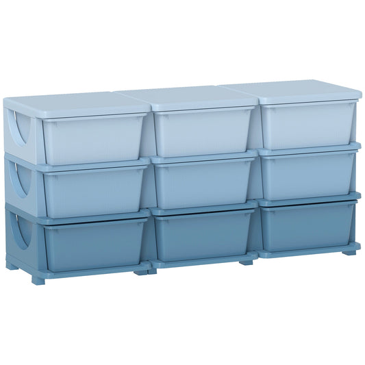 Elegant HOMCOM Kids Spacious Storage Unit, with Nine Drawers - Blue