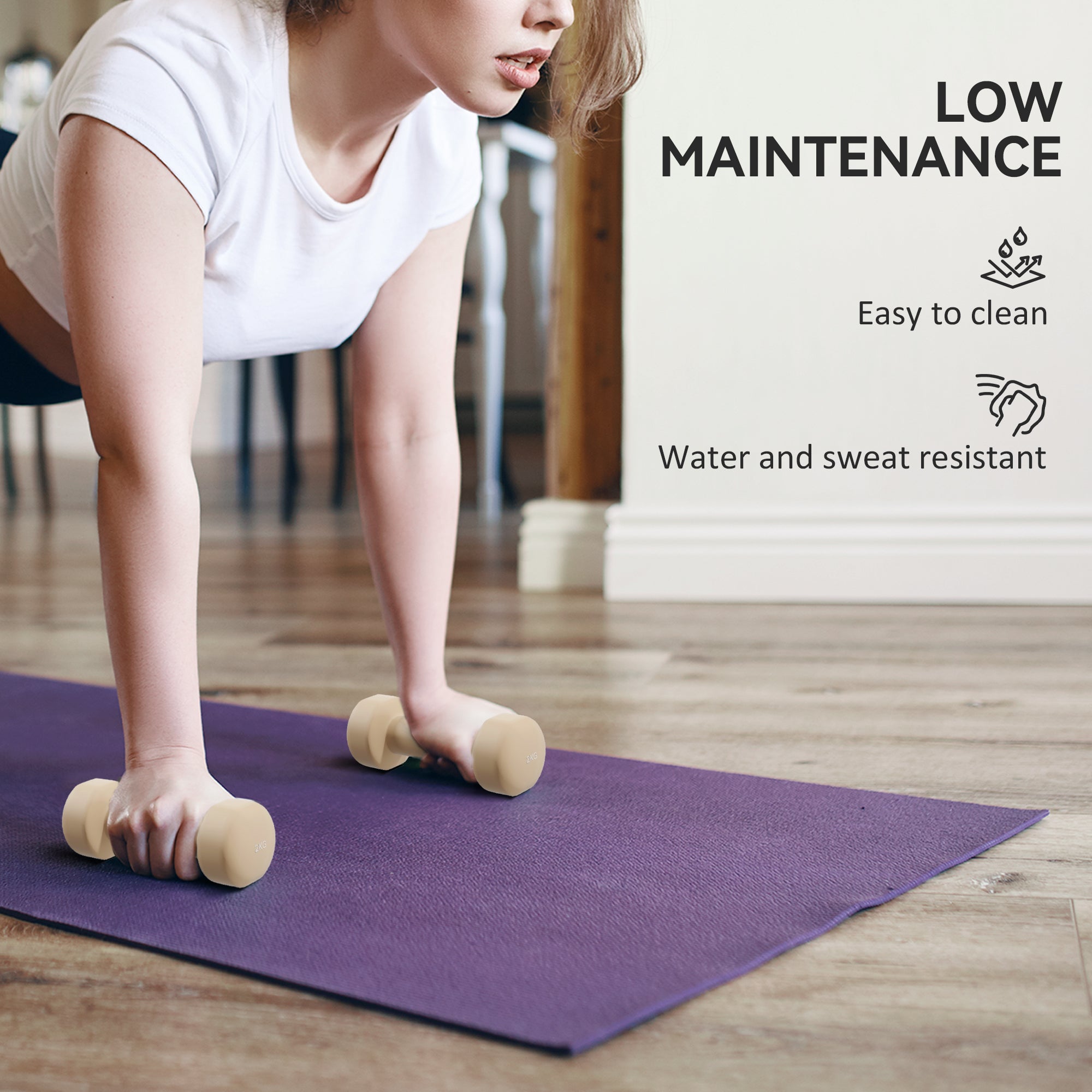 Elegant HOMCOM 10KG Dumbbells Set with Carry Case, Hand Weights for Women and Men Home Gym Weight Lifting Training, Pink, Purple, in Sophisticated Grey, Brown Elegant HOMCOM 10KG Dumbbells Set with Carry Case, Hand Weights for Women and Men Home Gym Weight Lifting Training, Pink, Purple, in Sophisticated Grey, Brown