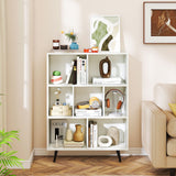 7-Cube Bookcase Mid Century Modern Spacious Storage Organizer with 4 Tapered Metal Legs- 7-Cube Bookcase Mid Century Modern Spacious Storage Organizer with 4 Tapered Metal Legs-