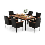 7 Pieces PE Rattan Outdoor Patio Dining Set for Yard Garden and Poolside- 7 Pieces PE Rattan Outdoor Patio Dining Set for Yard Garden and Poolside-
