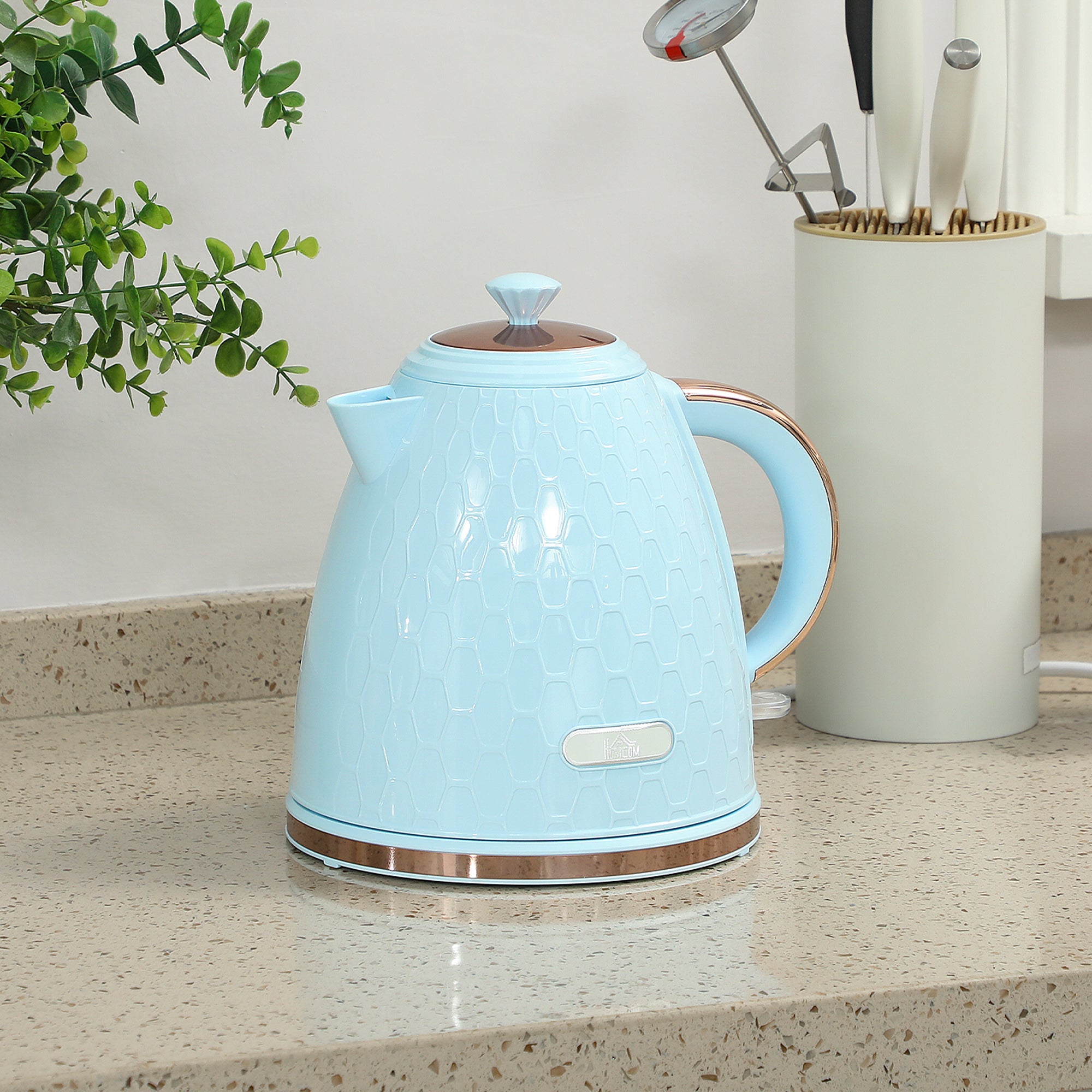 Elegant HOMCOM 3kW Rapid Boil Honeycomb Kettle - Light Blue Elegant HOMCOM 3kW Rapid Boil Honeycomb Kettle - Light Blue