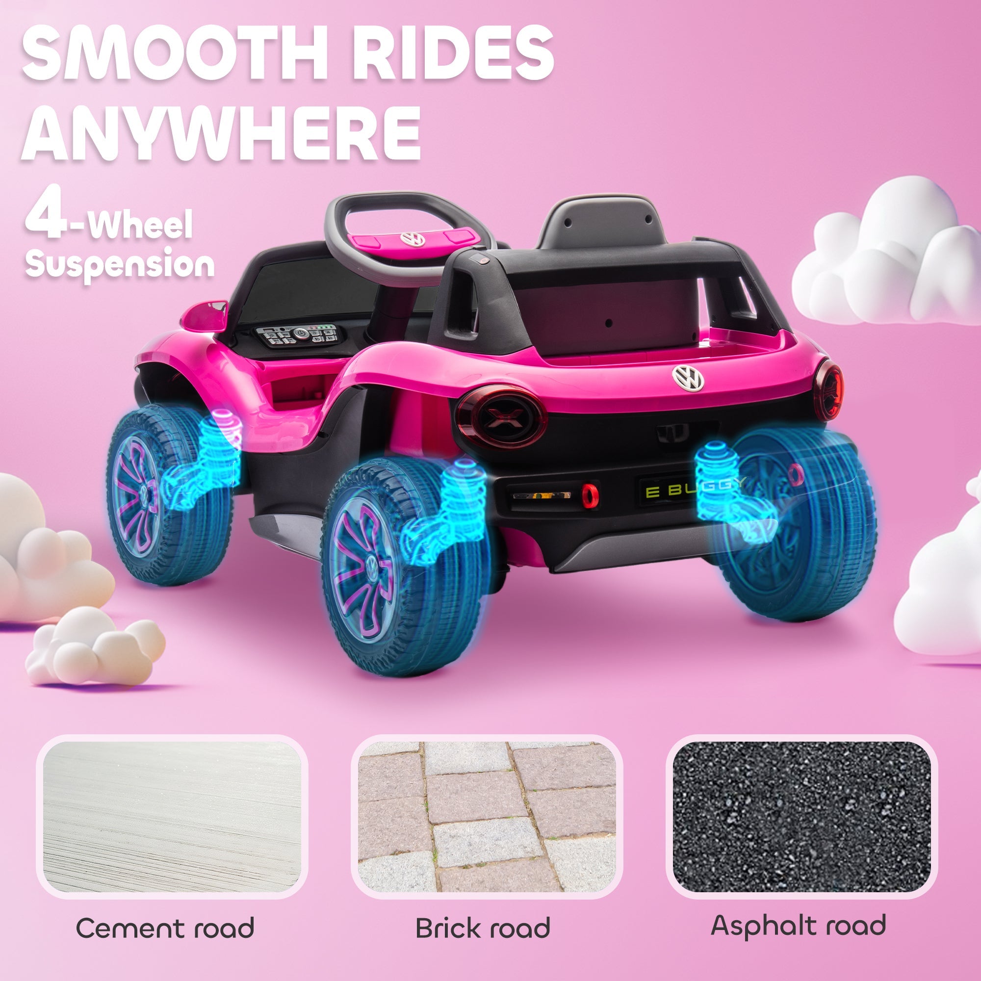 AIYAPLAY Volkswagen Licensed Kids Electric Car with Remote Control for Ages 3-6 Years, Pink AIYAPLAY Volkswagen Licensed Kids Electric Car with Remote Control for Ages 3-6 Years, Pink
