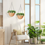 Elegant HOMCOM Artificial Flowers in Basket Set of 2, Artificial Hanging Baskets with PE Leaves, 18 Flowers and 3 Pinecones in Pot, Decorative Faux Plant for Home Office Decor, Green Elegant HOMCOM Artificial Flowers in Basket Set of 2, Artificial Hanging Baskets with PE Leaves, 18 Flowers and 3 Pinecones in Pot, Decorative Faux Plant for Home Office Decor, Green
