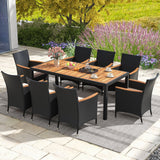 9 PCS Patio Dining Set for 8 Large Conversation Set with Umbrella Hole- 9 PCS Patio Dining Set for 8 Large Conversation Set with Umbrella Hole-