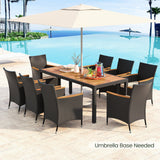 9 PCS Patio Dining Set for 8 Large Conversation Set with Umbrella Hole- 9 PCS Patio Dining Set for 8 Large Conversation Set with Umbrella Hole-