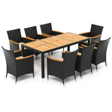 9 PCS Patio Dining Set for 8 Large Conversation Set with Umbrella Hole- 9 PCS Patio Dining Set for 8 Large Conversation Set with Umbrella Hole-