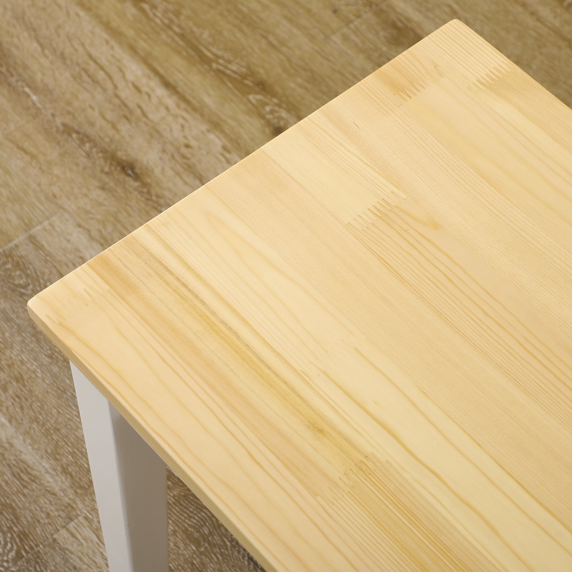 Elegant HOMCOM Dining Table and Modern Bench Set, Farmhouse Kitchen Table and Modern Bench with Wooden Frame for Living Room, Dining Room, Natural and White Elegant HOMCOM Dining Table and Modern Bench Set, Farmhouse Kitchen Table and Modern Bench with Wooden Frame for Living Room, Dining Room, Natural and White