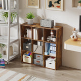 Elegant HOMCOM 3-tier 9 Cubes Spacious Storage Unit Particle Board Cupboard Bookcase Organiser Home Office Shelves, Rustic Brown Elegant HOMCOM 3-tier 9 Cubes Spacious Storage Unit Particle Board Cupboard Bookcase Organiser Home Office Shelves, Rustic Brown