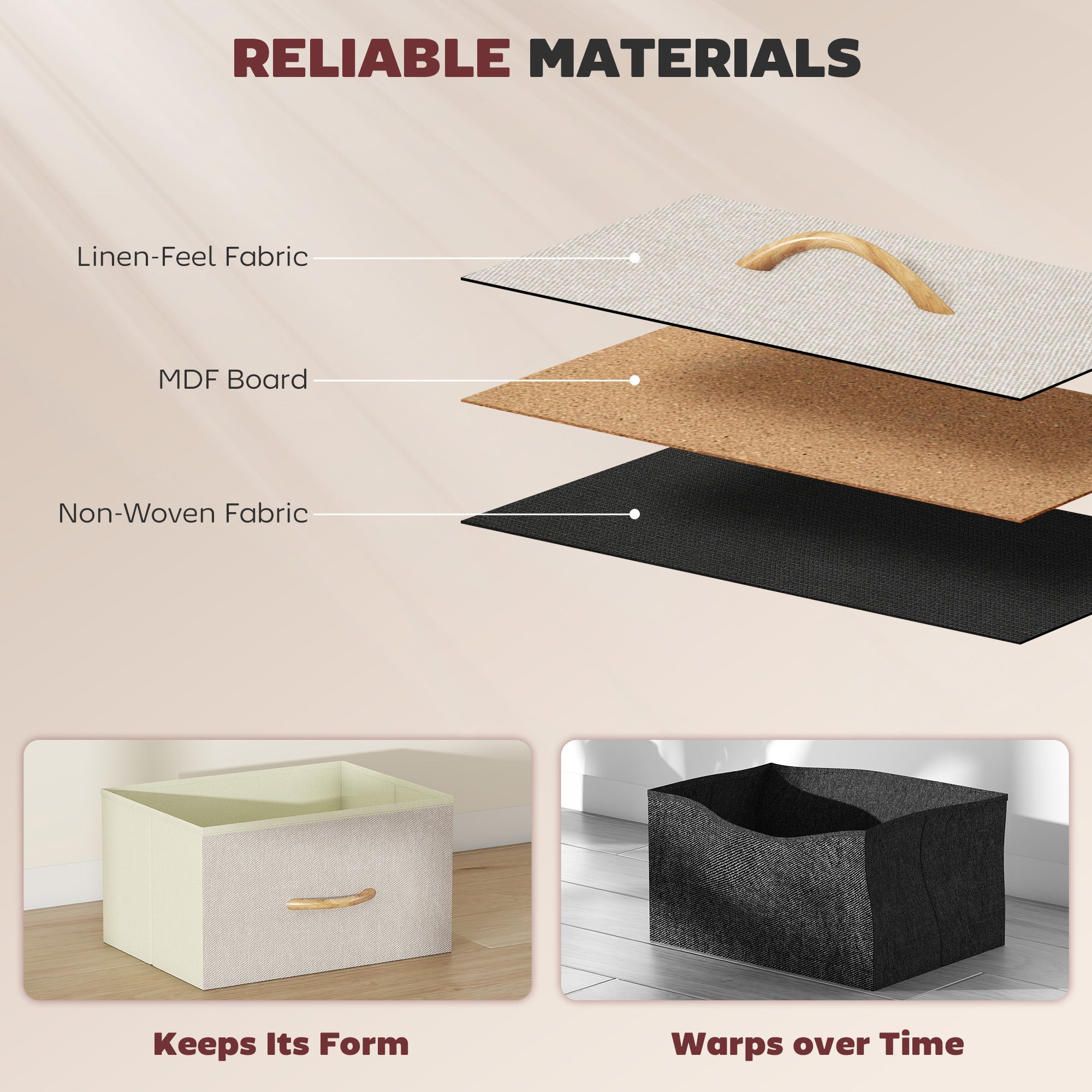 Elegant HOMCOM Chest of Ten Fabric Drawers - Beige Elegant HOMCOM Chest of Ten Fabric Drawers - Beige