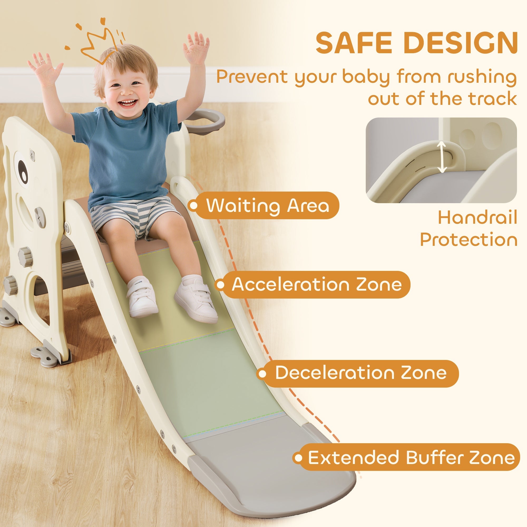 AIYAPLAY 3 in 1 Kids Slide with Climber, Basketball Hoop and Ball, Foldable Indoor Toddler Slide for Ages 2-5, Cream White AIYAPLAY 3 in 1 Kids Slide with Climber, Basketball Hoop and Ball, Foldable Indoor Toddler Slide for Ages 2-5, Cream White