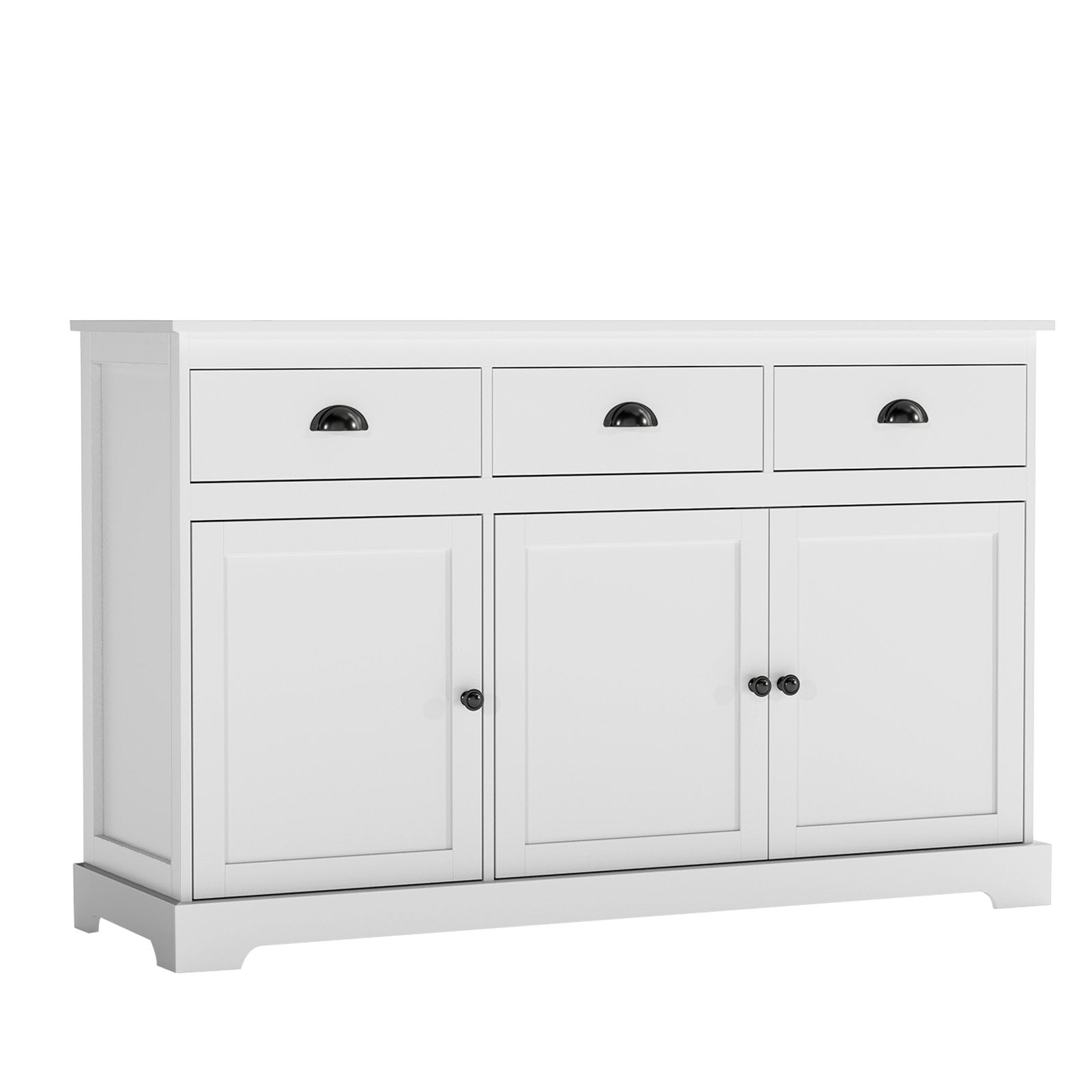 Modern Buffet Sideboard 136cm Spacious Storage Cabinet with 3 Drawers- Modern Buffet Sideboard 136cm Spacious Storage Cabinet with 3 Drawers-