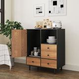 Buffet Sideboard Mid Century Modern Spacious Storage Cabinet with 4 Drawers- Buffet Sideboard Mid Century Modern Spacious Storage Cabinet with 4 Drawers-