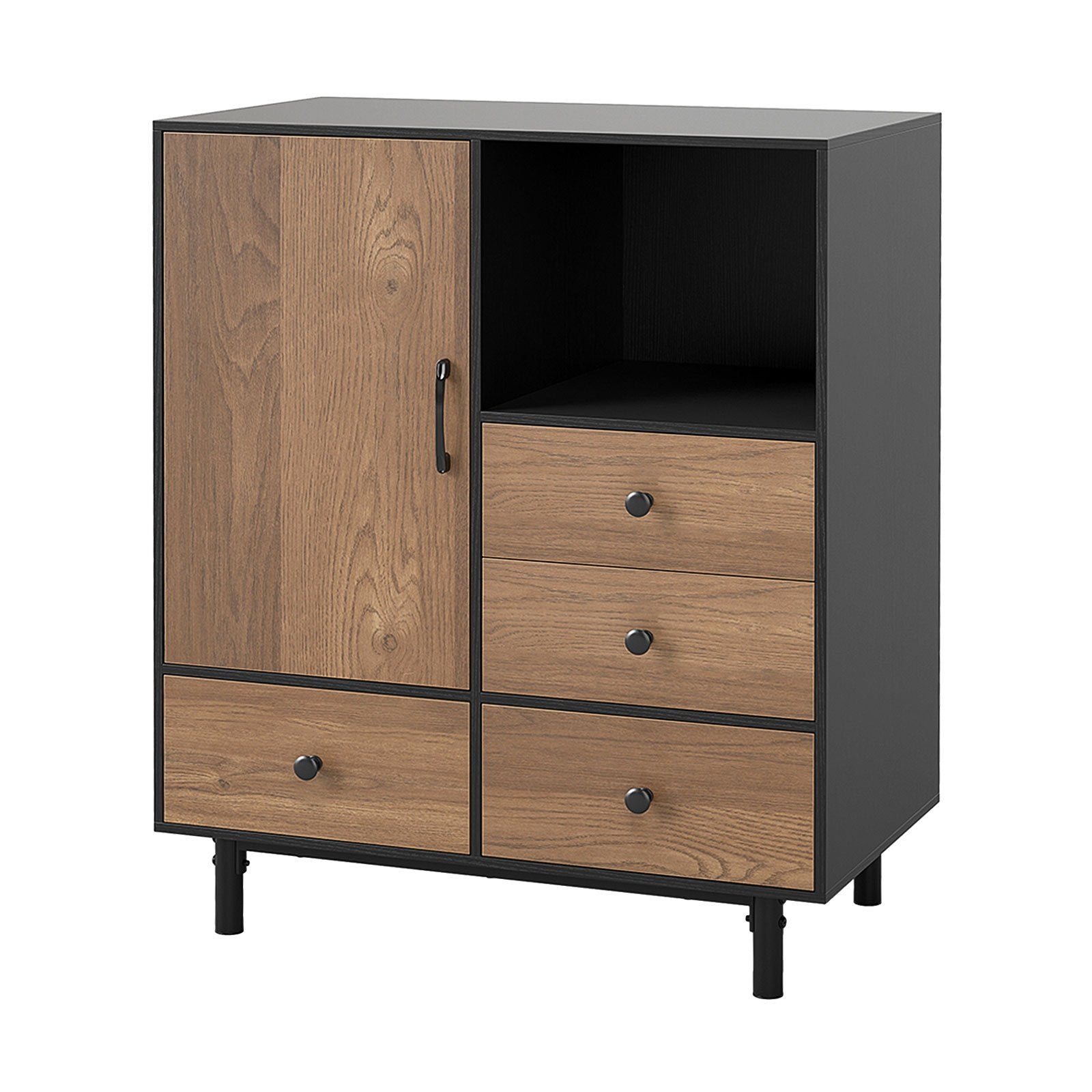 Buffet Sideboard Mid Century Modern Spacious Storage Cabinet with 4 Drawers- Buffet Sideboard Mid Century Modern Spacious Storage Cabinet with 4 Drawers-