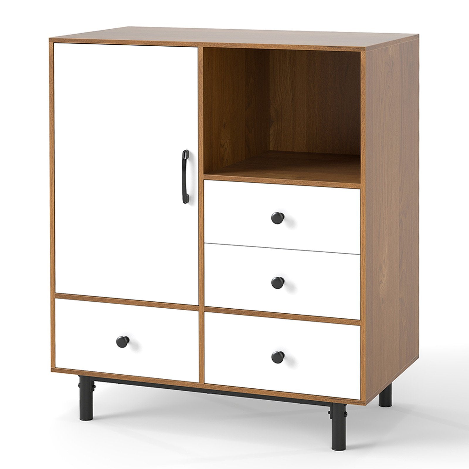 Buffet Sideboard Mid Century Modern Spacious Storage Cabinet with 4 Drawers- Buffet Sideboard Mid Century Modern Spacious Storage Cabinet with 4 Drawers-