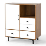 Buffet Sideboard Mid Century Modern Spacious Storage Cabinet with 4 Drawers- Buffet Sideboard Mid Century Modern Spacious Storage Cabinet with 4 Drawers-