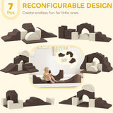 AIYAPLAY 7 Piece Kids Soft Play Set with Detachable Cover, Baby Indoor Climb and Crawl Foam Toy for Toddlers, Preschoolers, Brown AIYAPLAY 7 Piece Kids Soft Play Set with Detachable Cover, Baby Indoor Climb and Crawl Foam Toy for Toddlers, Preschoolers, Brown
