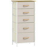 Elegant HOMCOM Chest of Five Fabric Drawers - Beige Elegant HOMCOM Chest of Five Fabric Drawers - Beige