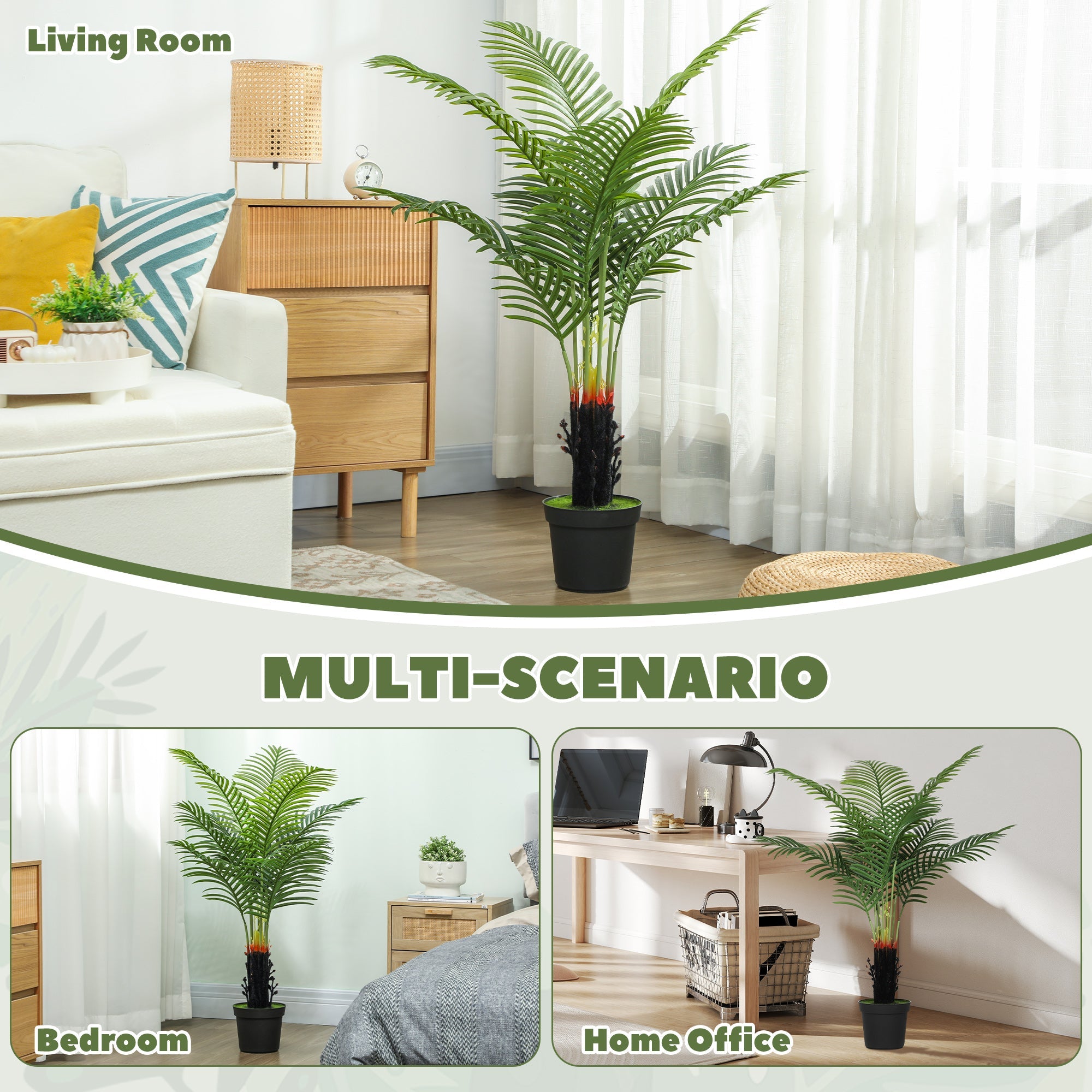 Elegant HOMCOM 120cm Artificial Areca Palm Tree with 9 PE Leaves, Decorative Artificial Plant with Plastic Pot and Flocked Soil, Fake Plant for Home Office Decor, Green Elegant HOMCOM 120cm Artificial Areca Palm Tree with 9 PE Leaves, Decorative Artificial Plant with Plastic Pot and Flocked Soil, Fake Plant for Home Office Decor, Green