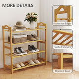 Elegant HOMCOM Freestanding Bamboo Shoe Rack, 4-Tier Shoe Shelf Stand for Hallway, Living Room, Bedroom, Natural Wood Finish Elegant HOMCOM Freestanding Bamboo Shoe Rack, 4-Tier Shoe Shelf Stand for Hallway, Living Room, Bedroom, Natural Wood Finish