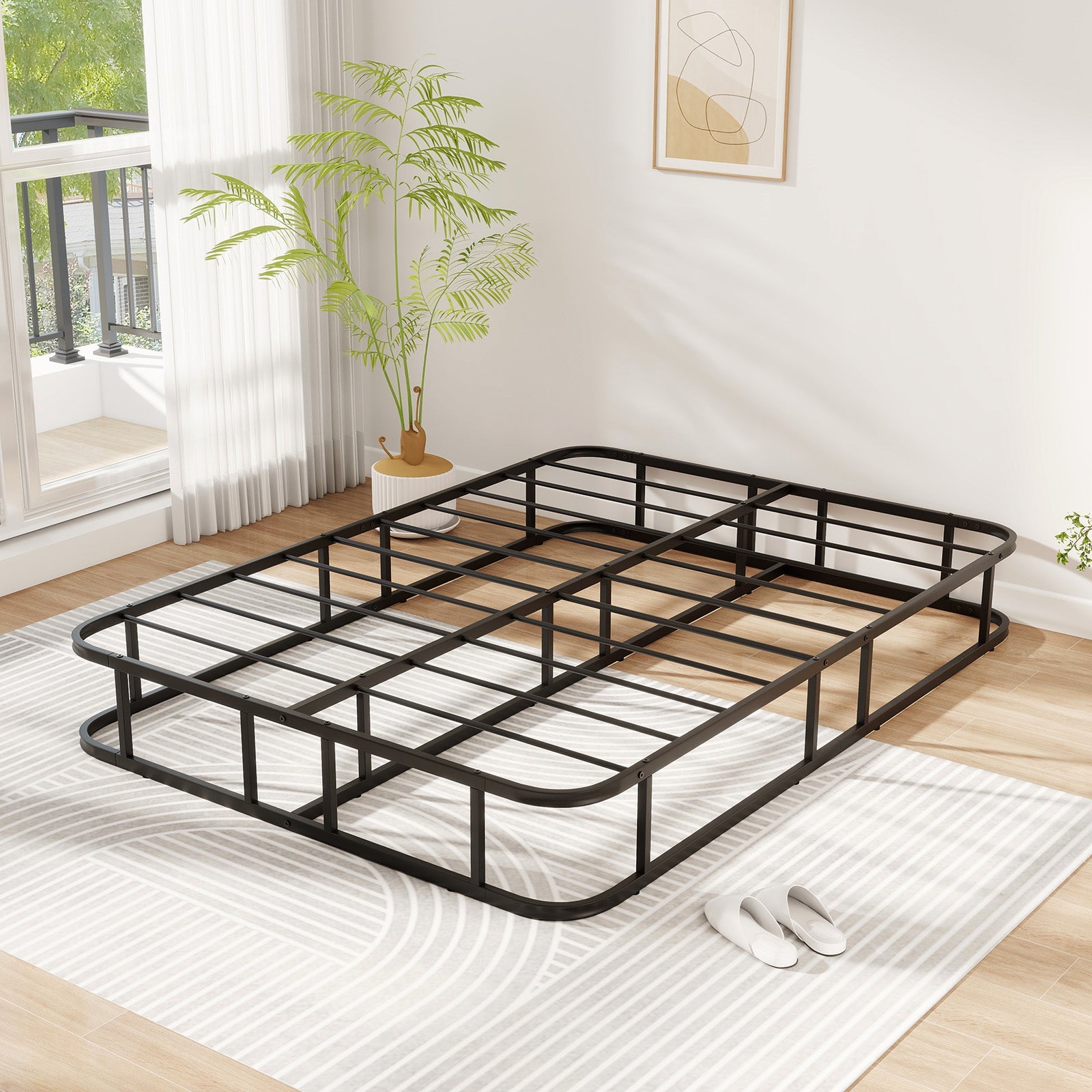 Double/King Size Bed Frame with Metal Slat Support No Box Spring Needed-Double Size Double/King Size Bed Frame with Metal Slat Support No Box Spring Needed-Double Size