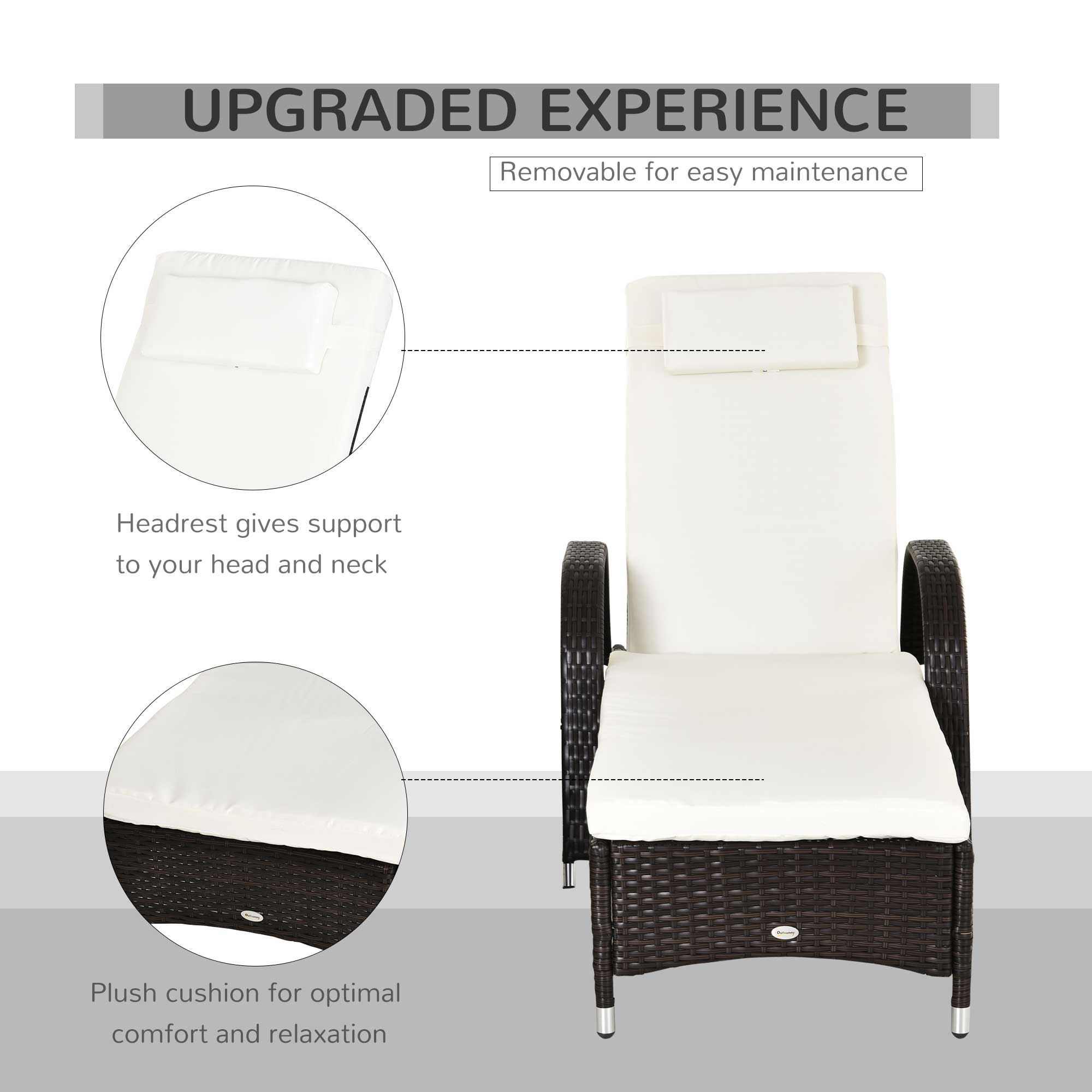 Outsunny 2PC Rattan Sun Lounger Recliner Bed Reclining Chair Patio Garden Outdoor Wicker Weave Adjustable Headrest with Fire Retardant Cushion – Brown Outsunny 2PC Rattan Sun Lounger Recliner Bed Reclining Chair Patio Garden Outdoor Wicker Weave Adjustable Headrest with Fire Retardant Cushion – Brown