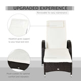 Outsunny 2PC Rattan Sun Lounger Recliner Bed Reclining Chair Patio Garden Outdoor Wicker Weave Adjustable Headrest with Fire Retardant Cushion – Brown Outsunny 2PC Rattan Sun Lounger Recliner Bed Reclining Chair Patio Garden Outdoor Wicker Weave Adjustable Headrest with Fire Retardant Cushion – Brown