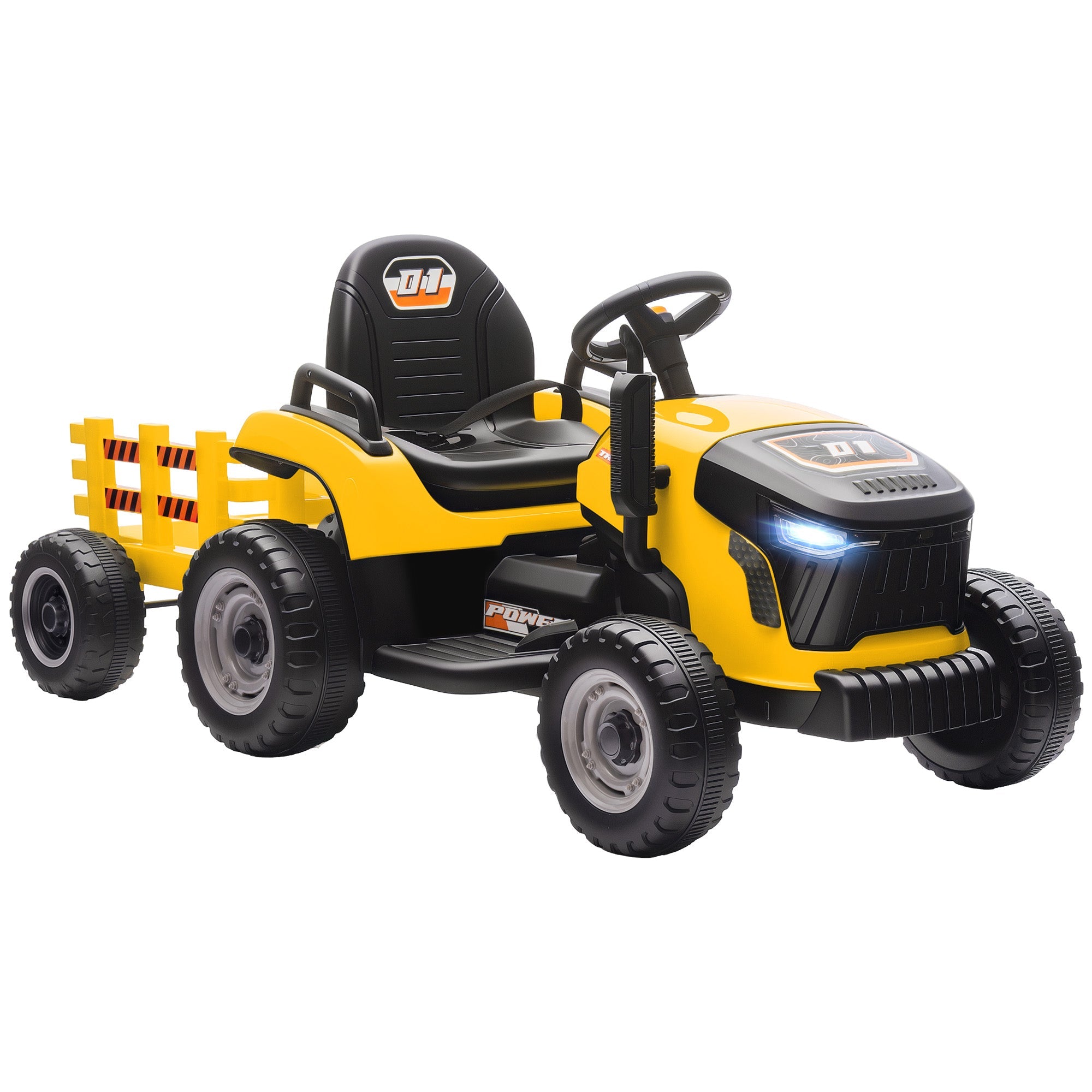 AIYAPLAY 12V Ride on Tractor and Trailer with Remote Control, Music, Shifter, Start-Up Sound, for Kids Ages 3-8 Years, Yellow AIYAPLAY 12V Ride on Tractor and Trailer with Remote Control, Music, Shifter, Start-Up Sound, for Kids Ages 3-8 Years, Yellow