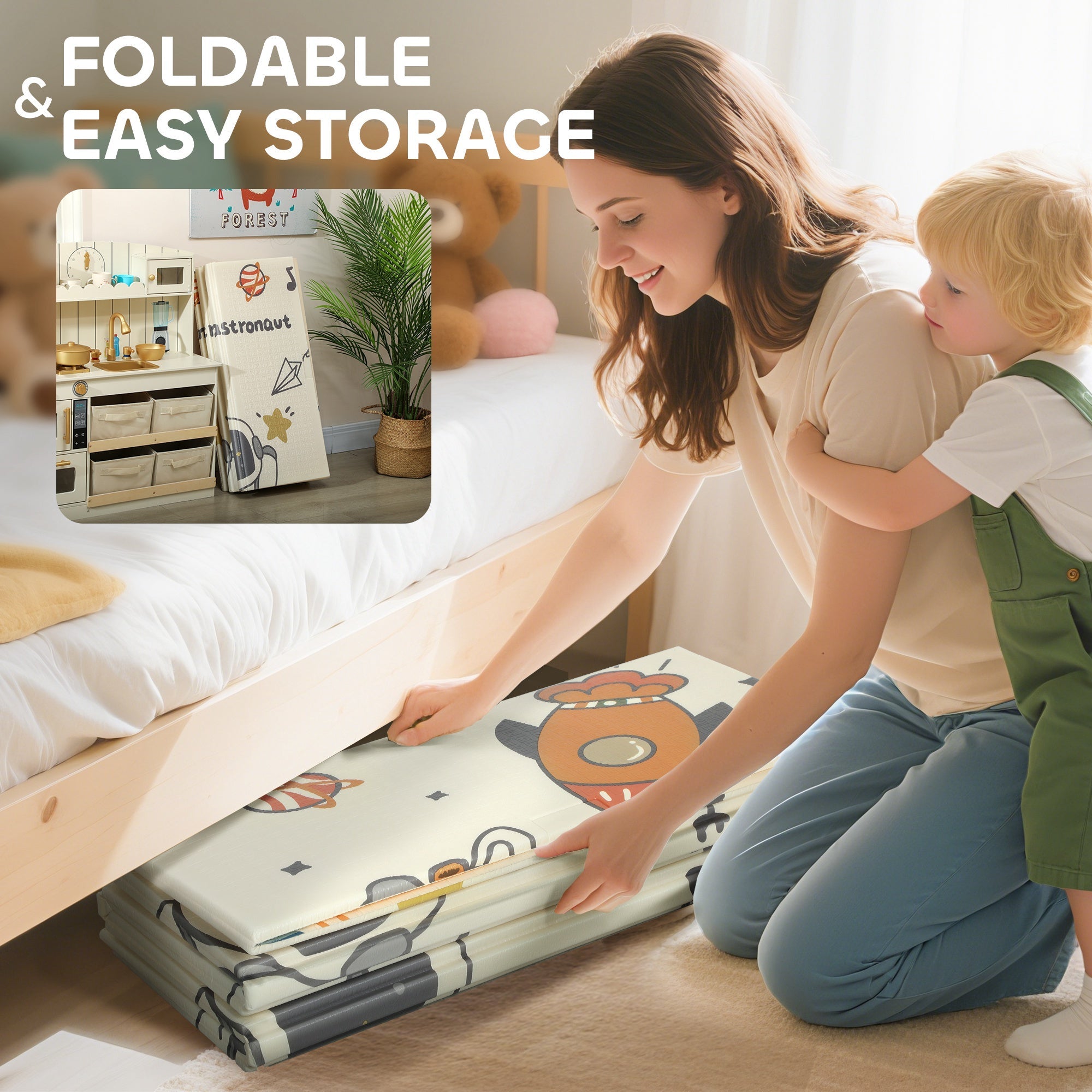AIYAPLAY Baby Play Mat, Double Sideded Foldable Kids Crawling Mat, Reversible & Waterproof, Astronaut and Planet AIYAPLAY Baby Play Mat, Double Sideded Foldable Kids Crawling Mat, Reversible & Waterproof, Astronaut and Planet