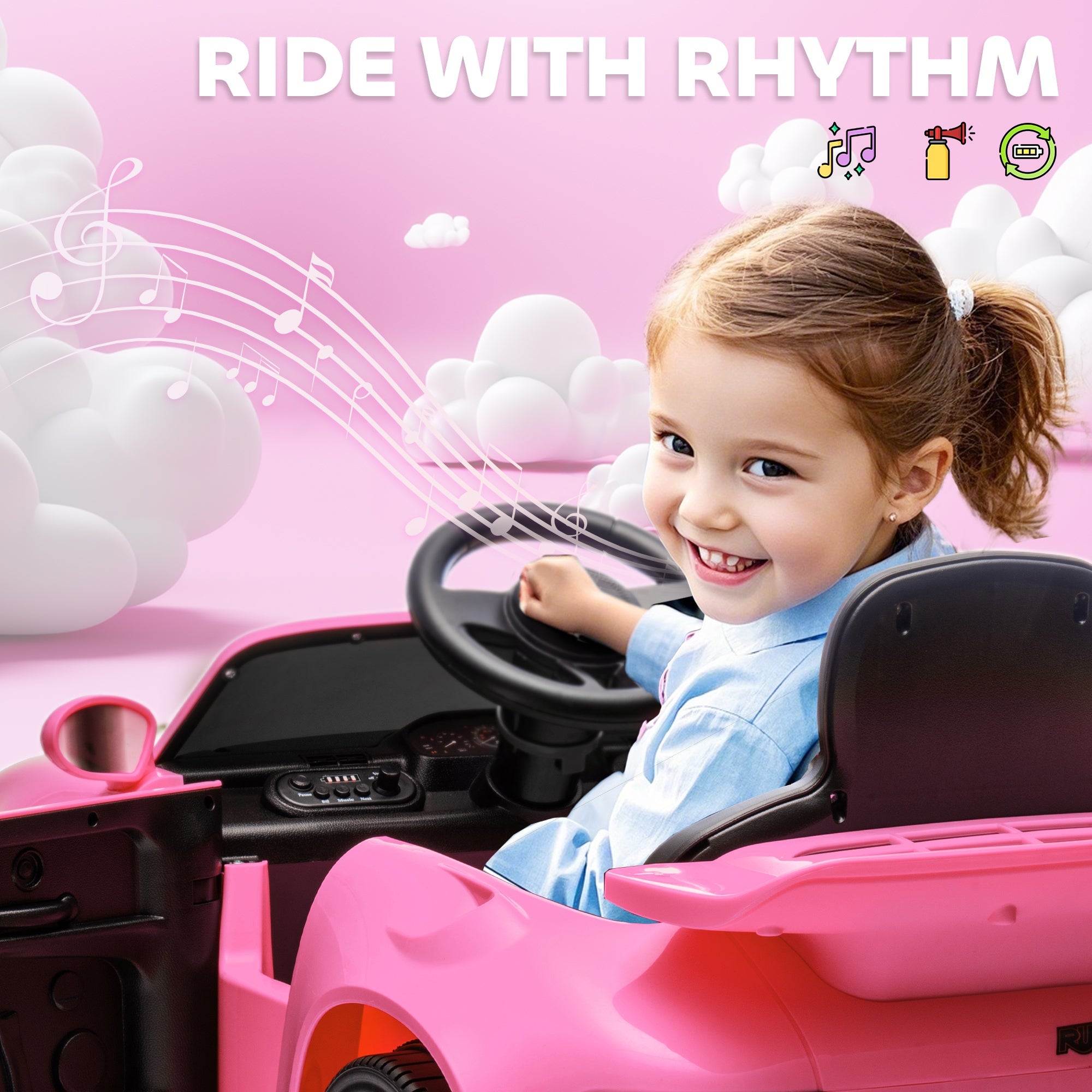 AIYAPLAY Licensed RUF CTR 2017 Electric Car for Kids, with Remote Control, Soft Start, MP3 Player, LED Lights, Pink AIYAPLAY Licensed RUF CTR 2017 Electric Car for Kids, with Remote Control, Soft Start, MP3 Player, LED Lights, Pink
