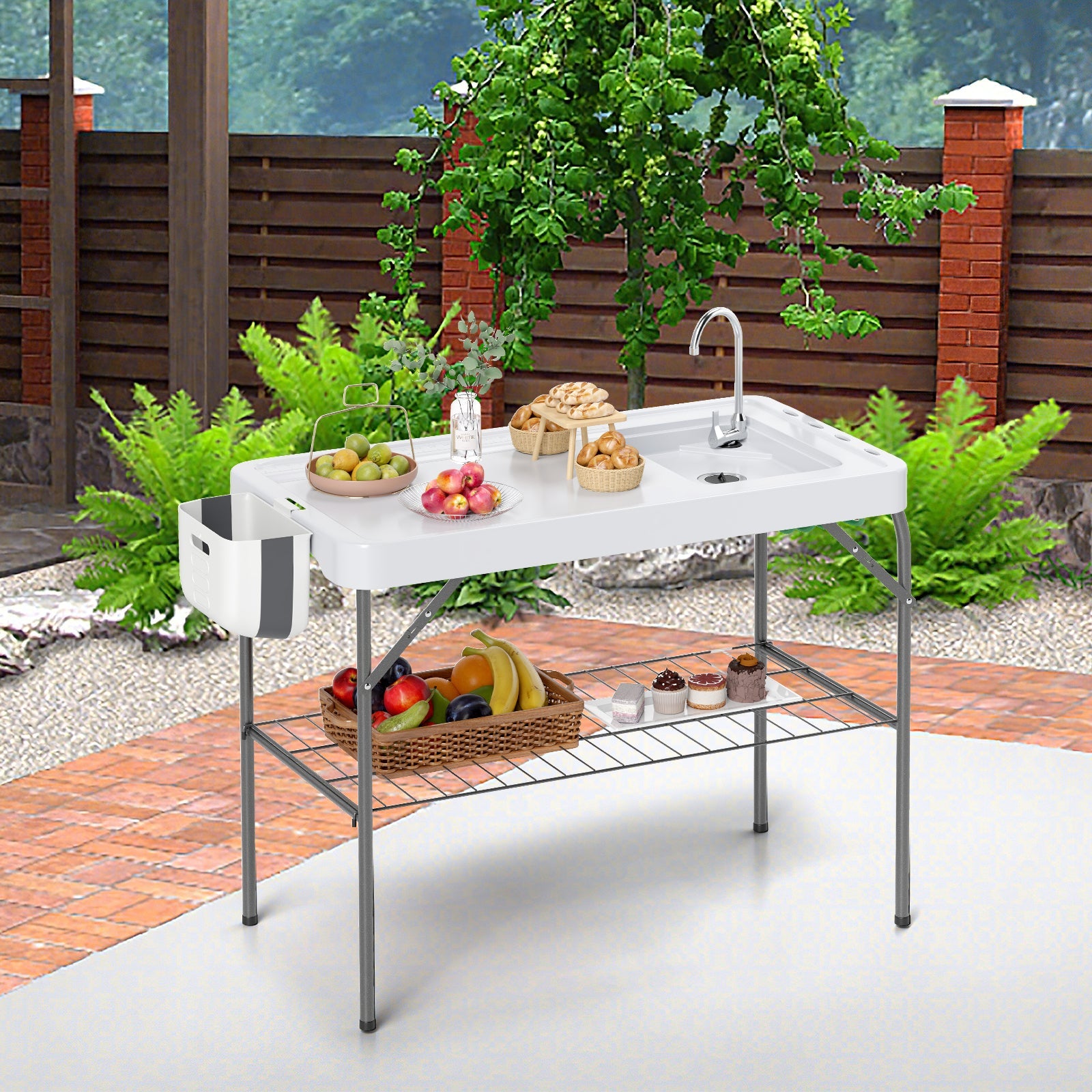 Foldable Fish Cleaning Table 2 in 1 Outdoor Workstation with Sink Foldable Fish Cleaning Table 2 in 1 Outdoor Workstation with Sink